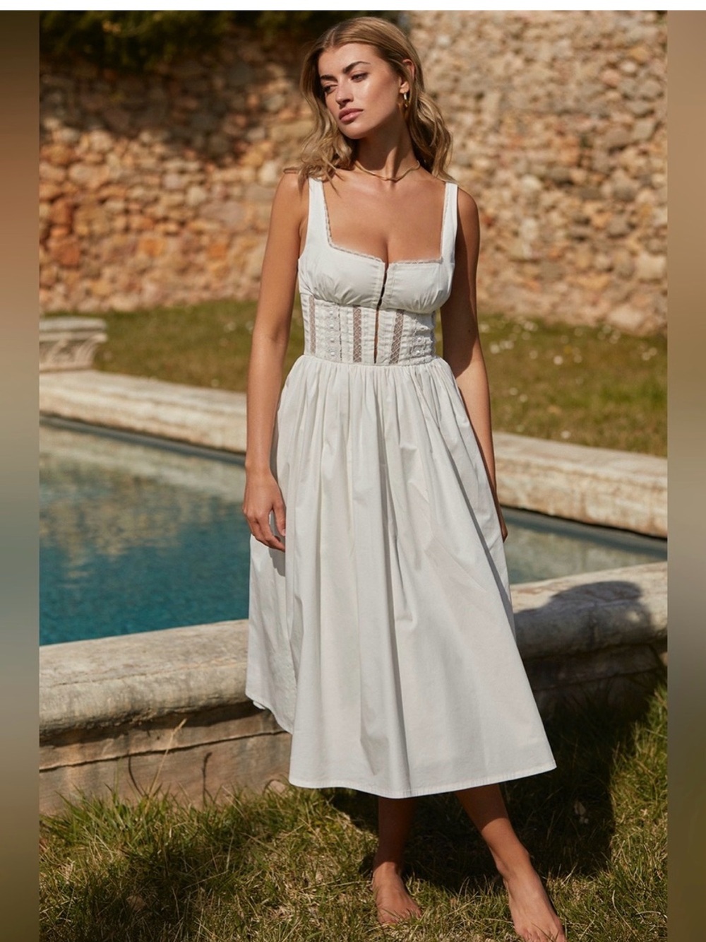House of CB White Corset-Style Midi Dress